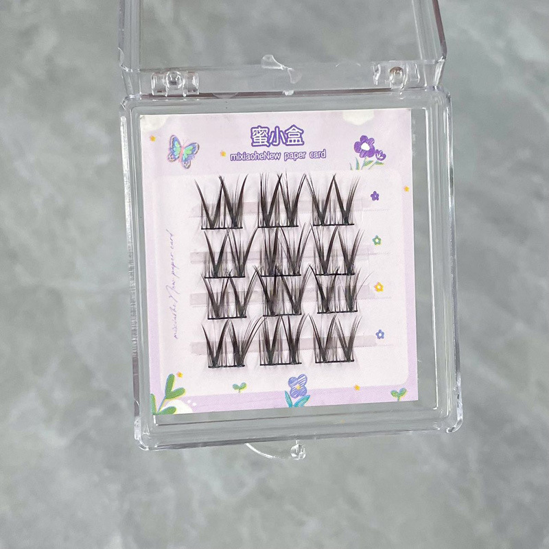蜜小盒新品花卷自然款媽生假睫毛芭比大眼V型交叉細黑梗日常新手