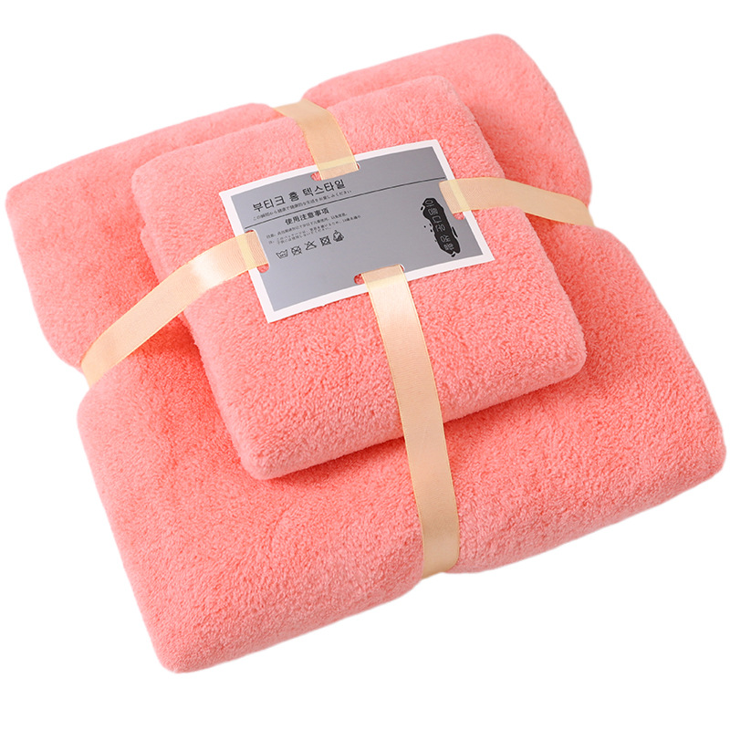 Factory in stock thick towel bath towel child and mother suit warp knitted coral velvet trimming activity gift towel wholesale