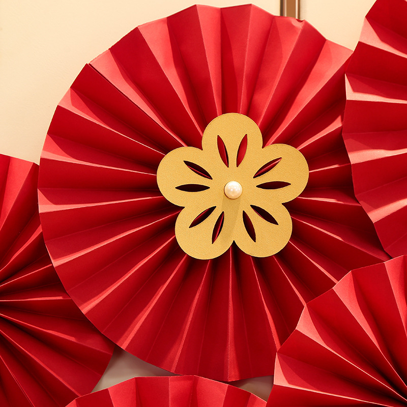 Wedding new house decoration wedding room decoration paper fan flower men's and women's square home fan flower creative simple elegant bedroom