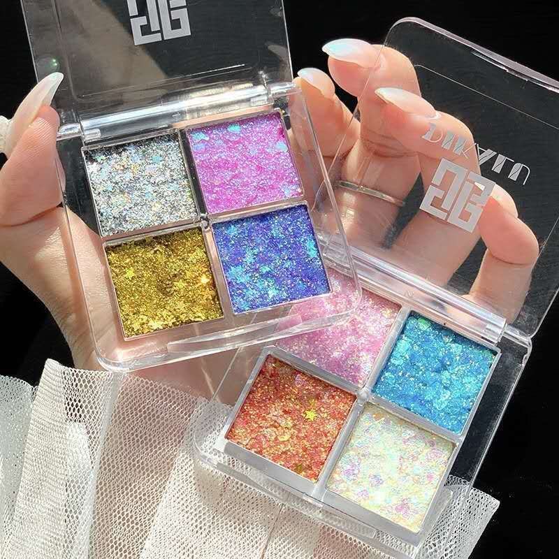 DIKALU four-color sequined eyeshadow cream domestic makeup shiny glitter powder pearlescent wet 4-color eyeshadow plate stage makeup