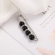 69# pin 4 black beads 7.5cm silver