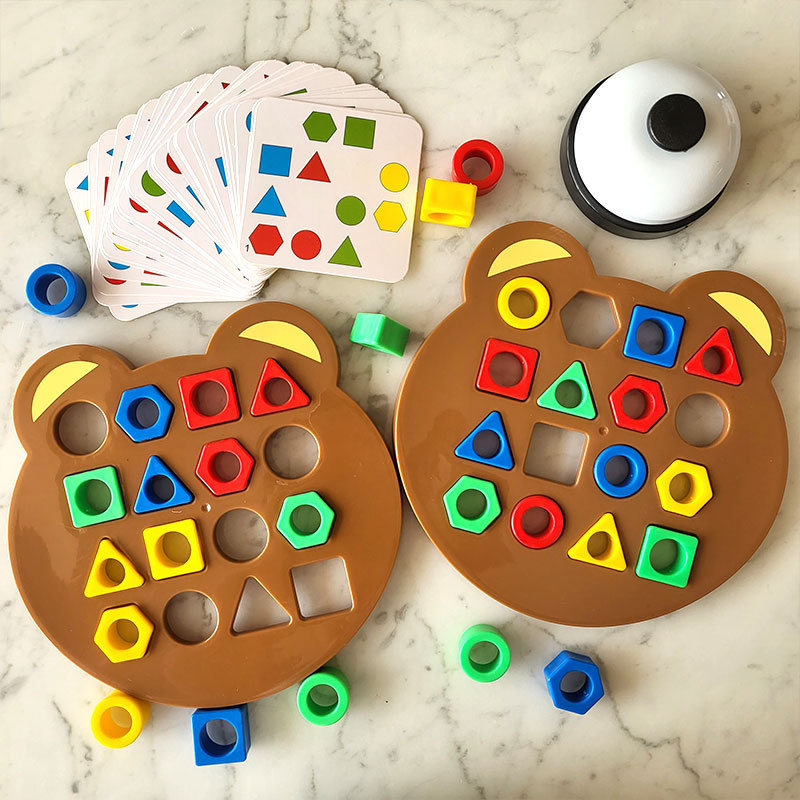 Children's Early Education Puzzle Bear Geometric Matching Montessori Education Building Blocks Parent-Child Interactive Battle Feelings Board Game