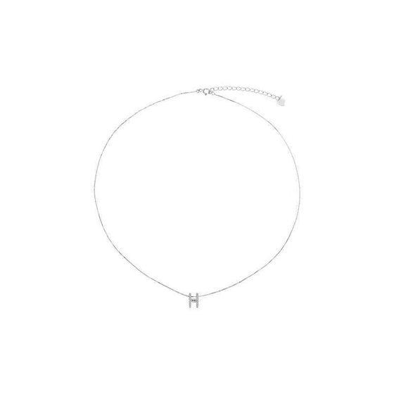 Flash Diamond H Letter Pendant Necklace Women's ins Trendy Niche Design Advanced Sense Cold Wind Geometric Clavicle Chain Necklace Chain