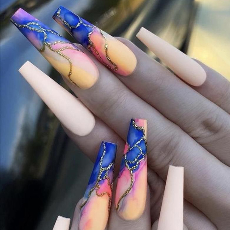 Cross-border Europe and the United States ins wind wear nail nail patch fake nail wear a long European and American nail piece finished product wholesale