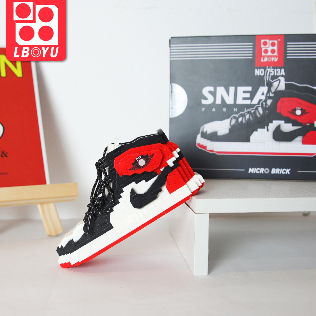 Le Bai Yu Aj Basketball Shoes Miniature Small Particle Building Blocks Children Boys Adult Puzzle Assembled Puzzle Toys