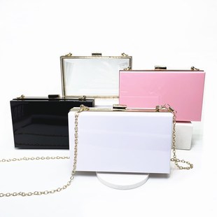 2022 New Acrylic Women's Bag Small Square Bag Summer Candy Color Transparent Box Bag Evening Bag Women's Chain Bag