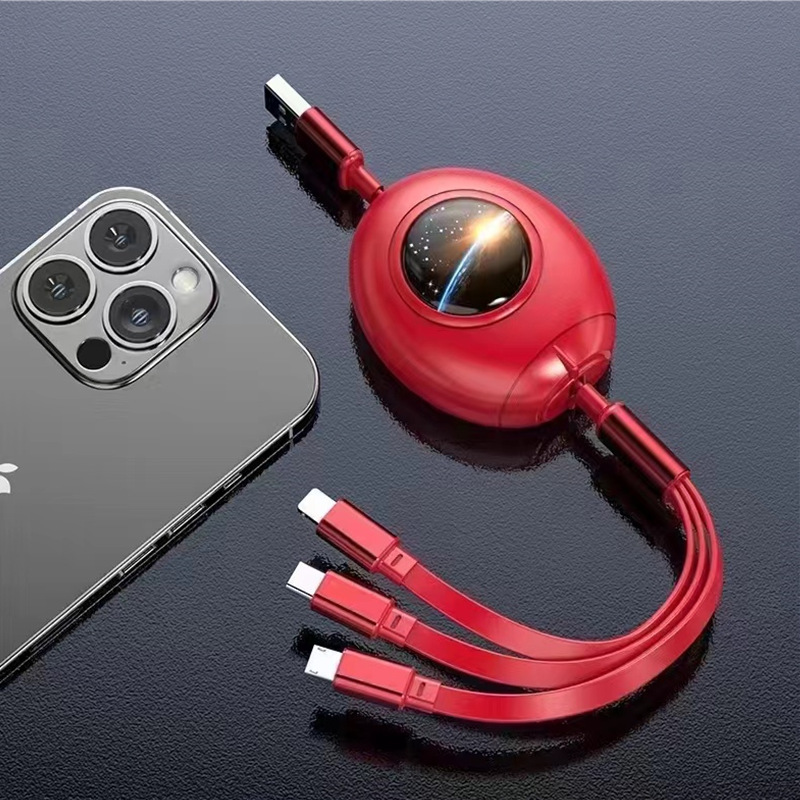 New capsule one-to-three data line telescopic multi-head charging line 3a fast charging gift line fast charging line