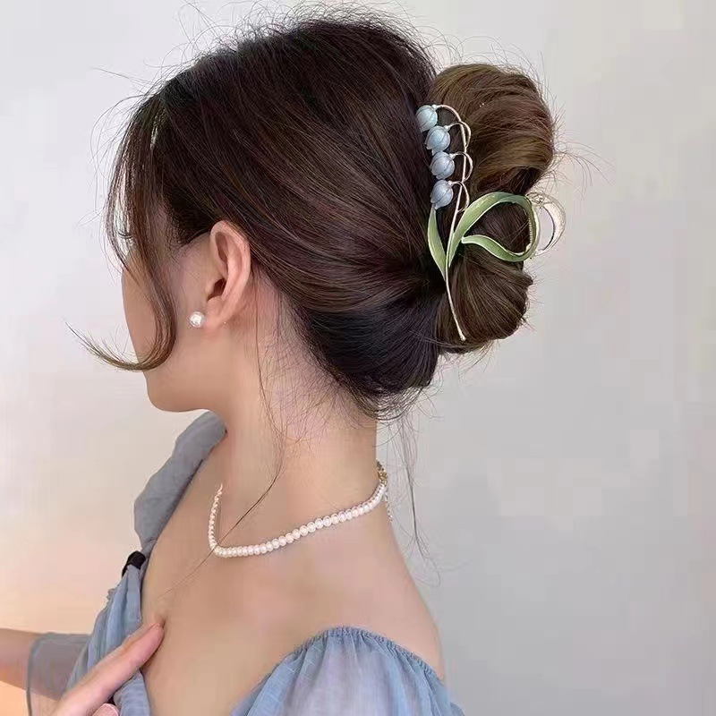 Pince à cheveux en forme de fleur peinte à la main avec des explosions de printemps, pince à cheveux féminine douce et girly, pince à cheveux en forme de requin_voghion.com