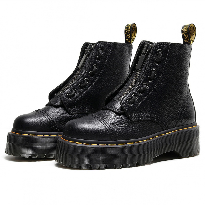 British Two-Wearing Thick 8-Hole 1460 Martin Boots Sinclair Front Zipper Top Layer Litchi Short Boots Puffin