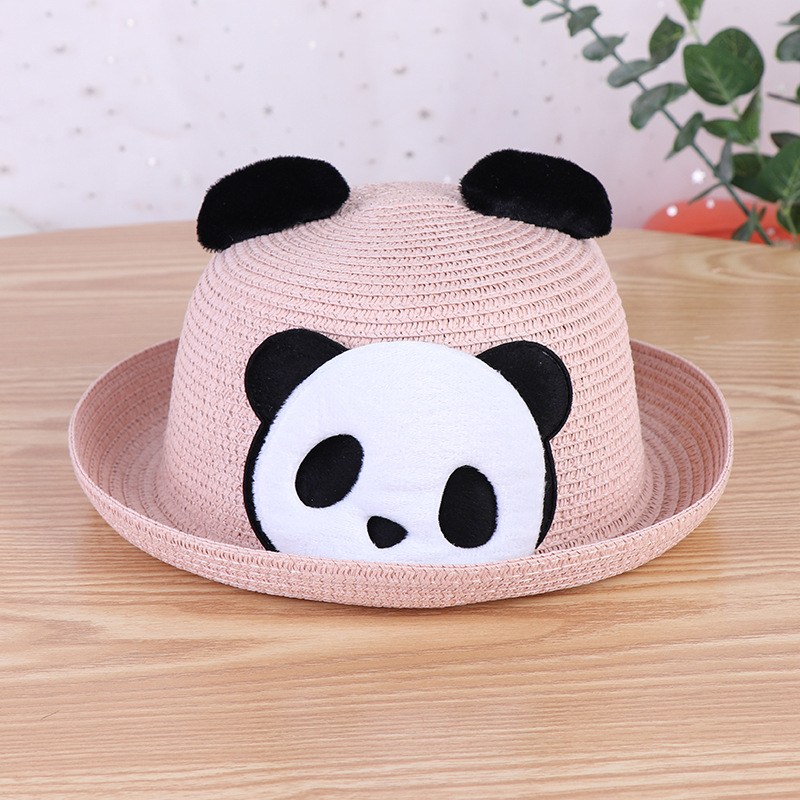 Spring and summer new curling straw hat men and women cartoon shape travel panda hat Korean tourist attractions hat wholesale