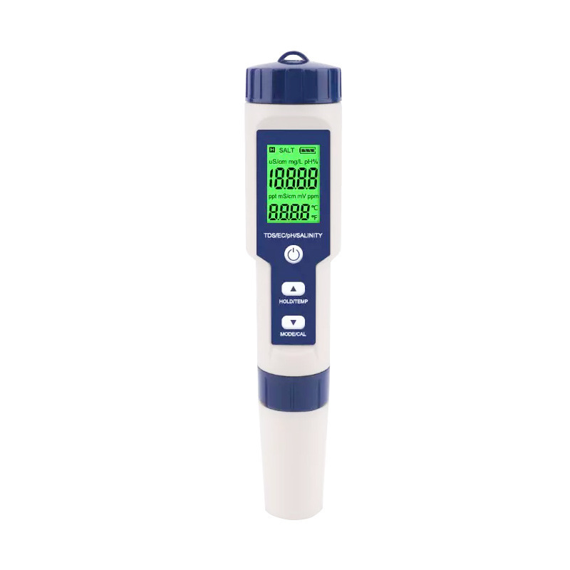 Factory wholesale PH testing pen ph/tds/ec/salt salinity testing pen 5-in-1 water meter ph water quality