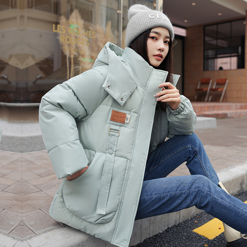 Thickened cotton-padded coat for women 2023 New ins Hong Kong style Harajuku Internet celebrity fried street down coat mid-length winter