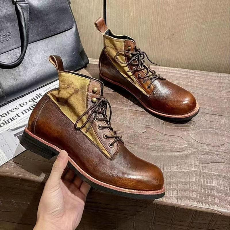 Winter warm fleece-lined ameikaji Martin boots vintage work boots men's British motorcycle shoes umbrella boots 6079
