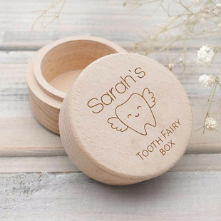 In Stock Children's Wooden Milk Teeth Storage Box Teeth Storage Box Carving Memorial Collection Box Wooden Children's Milk Teeth Box