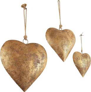 Cross-border new Valentine's Day 3D metal heart-shaped decorative Bell with hanging rope old brass metal bell