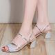 Fish Mouth Sandals Women's Chunky Heel High Heel 2023 Summer New Korean Style Women's Shoes Fashion Rhinestone Women's Sandals
