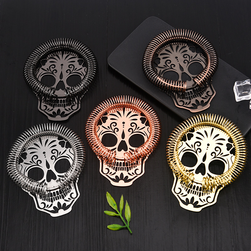 Skull 304 Stainless Steel Wine Mixer Ice Strainer Cocktail Ice Breaker Filter Ice Breaker Bar