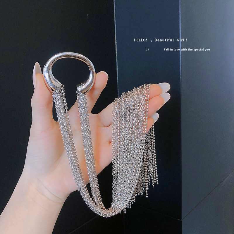 Niche high-end ultra-long tassel hair accessories women's net red 2022 New exaggerated temperament back head bride headdress