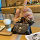 Tassel coin purse-printed coin purse Brown