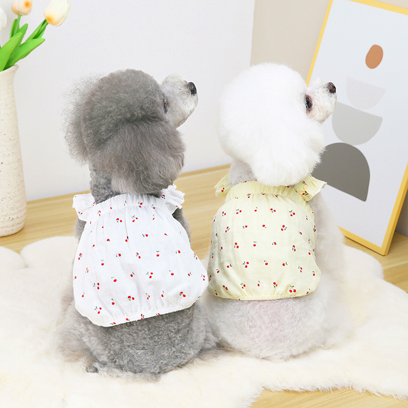 ペット服犬ドレステディ犬小型猫チェリーストラップレスドレス春夏スタイル|undefined