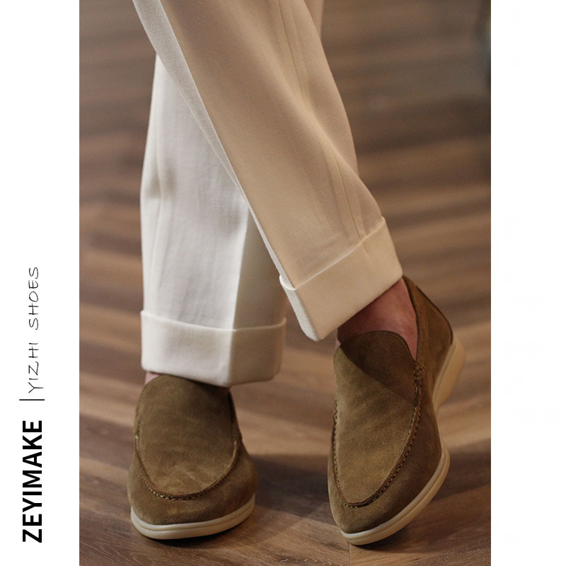 2021 a generation of spring and summer leg Italian light pedal suit suede loafers men