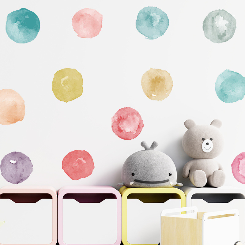 New FX-F272 Colorful Watercolor Dot Bedroom Wardrobe Refrigerator Entrance DIY Home Wall Decorative Wall Sticker