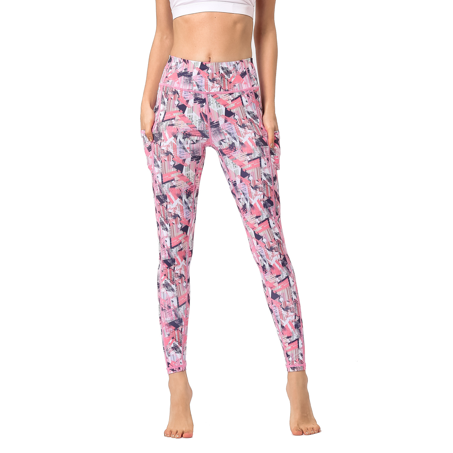 Cross-border new ladies yoga pants printed tights outdoor sports fitness yoga pants leggings factory direct sales