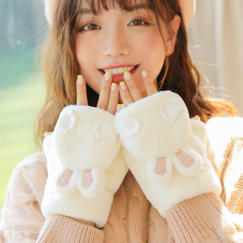 手套女冬天加絨學生可愛韓版防寒卡通加厚毛絨秋冬騎行保暖棉冬季