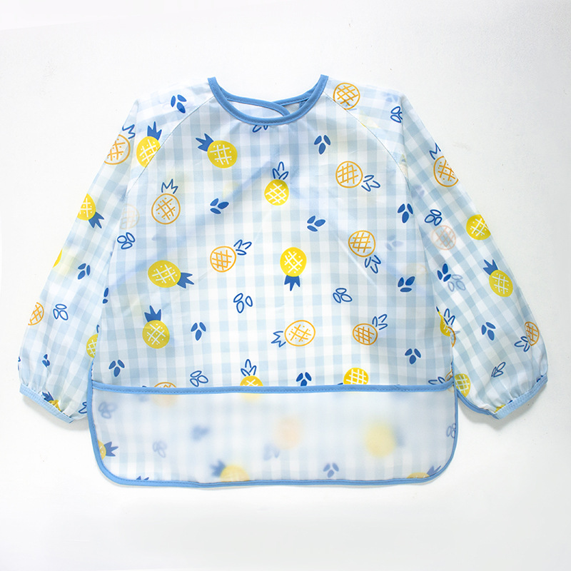 Lovable Amoy Long-sleeved Overalls Kindergarten Apron Color-painted Ultra-thin Bib Baby Food Bag Baby Food Supplementary Food Waterproof Anti-dirty