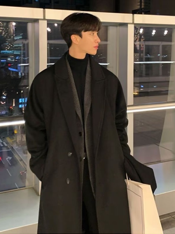 Autumn and Winter woolen overcoat men's double-layer trench coat mid-length over-the-knee Korean style high-grade cashmere woolen overcoat fashion