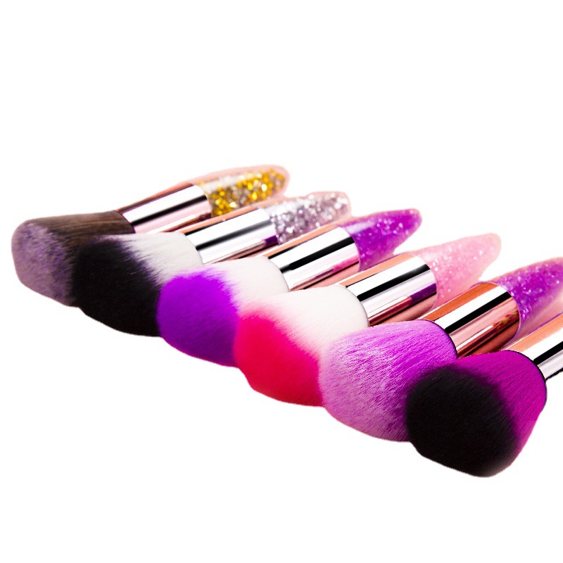 Single Diamond transparent handle loose powder brush makeup brush dust brush tapered crystal particles quicksand handle factory direct sales