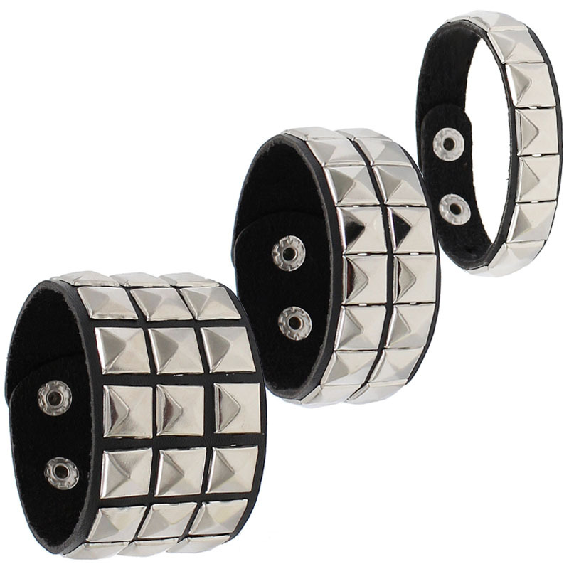 Factory direct European and American fashion punk Street nightclub square rivet bracelet ins couple leather bracelet bracelet
