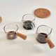 Creative wooden handle small milk cup glass small milk pot sauce saucer wooden handle milk pot mini seasoning dip dish coffee measuring cup