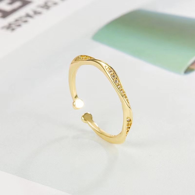 Flash Diamond Mobius Ring Ring Damen Design Nische Damen Mode Persönlichkeit Ring Verstellbare Öffnung Zeigefingerring_voghion.com