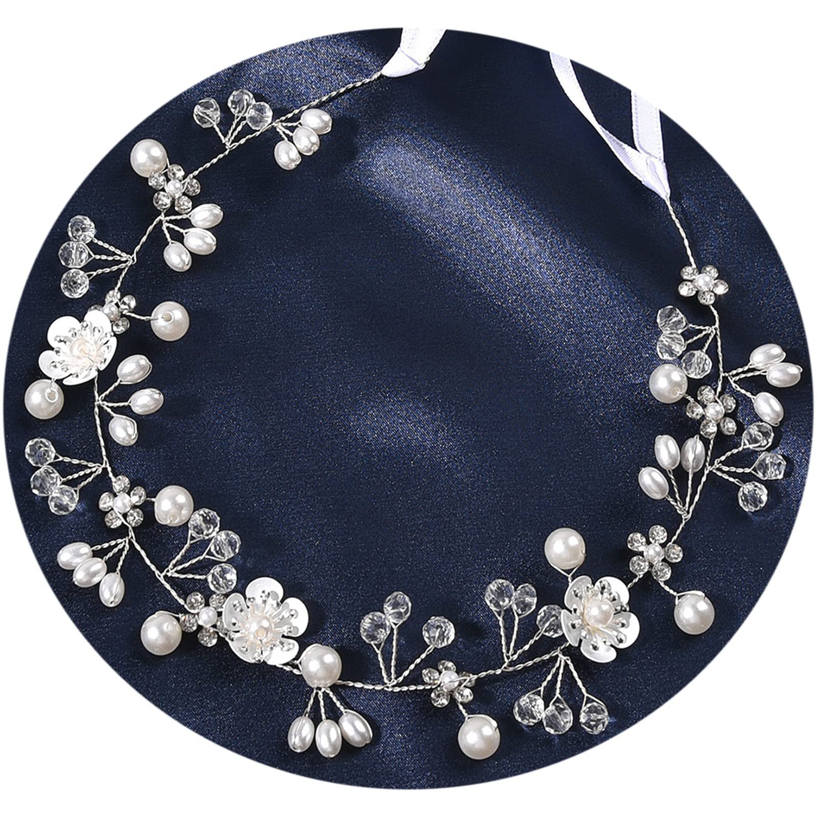 European and American Bridal Jewelry Wedding Dress Headwear Crystal Pearl Headband Hair Accessories Beautiful Flower Handmade Beaded Hair Band