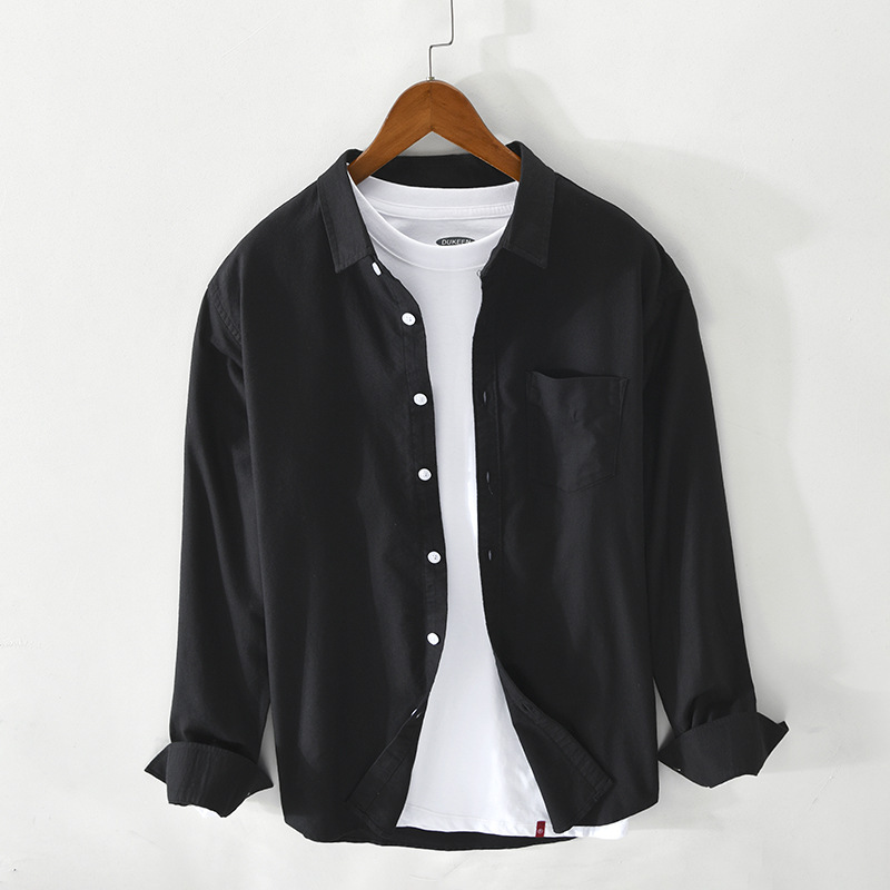 New Japanese men's Oxford cloth breathable cotton literary loose long sleeve men's shirt a generation of 749