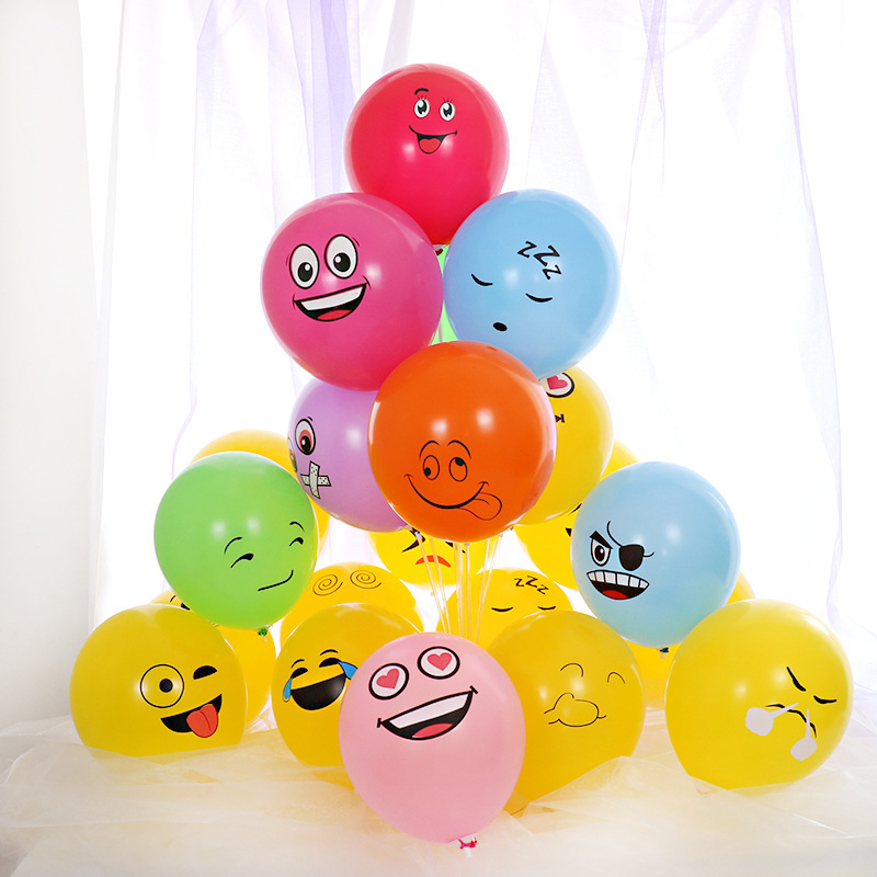 Yellow expression balloon thickened round expression bag balloon ground push 12 inch latex balloon children's toy manufacturers wholesale