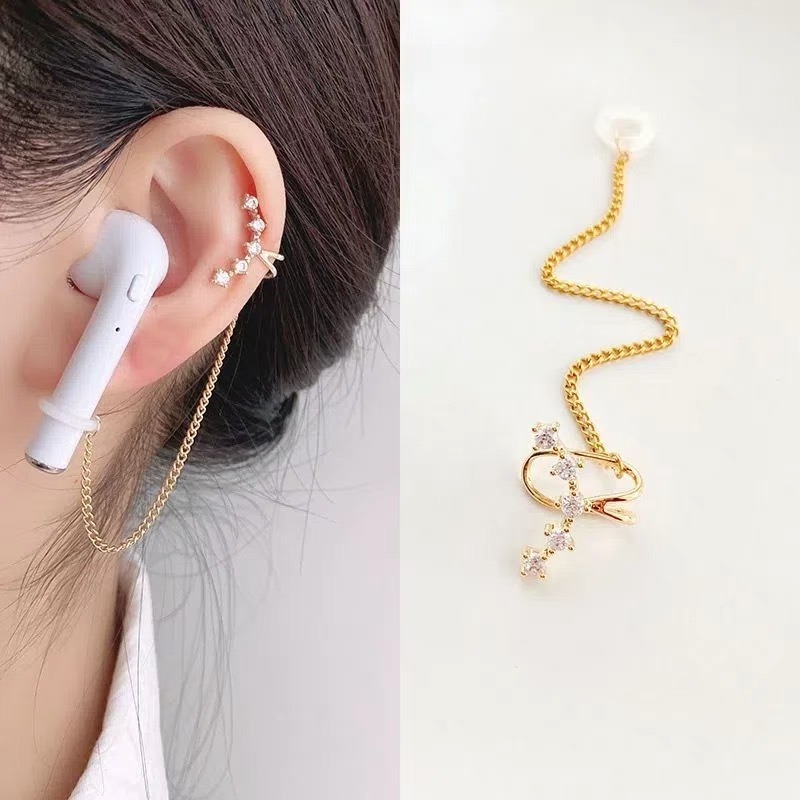 Bluetooth headset anti-drop ear clip ear bone Clip No pierced wireless airpods anti-lost chain earrings anti-lost rope ear chain
