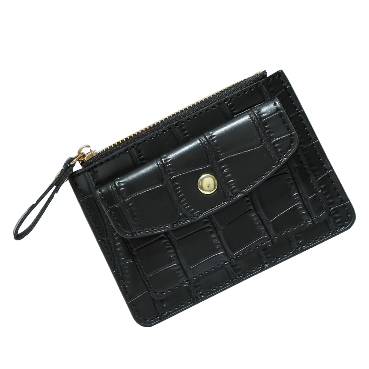 New Card Bag Coin Purse Zipper Card Holder Wallet Women's ins Candy Color Crocodile Pattern Small Fresh Wholesale Fixed logo