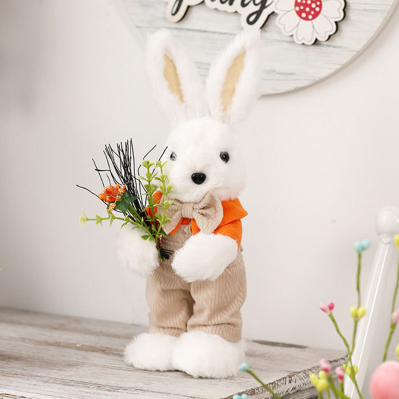 Cross-border Easter decorations ins cute plush Easter rabbit decoration doll home desktop decoration