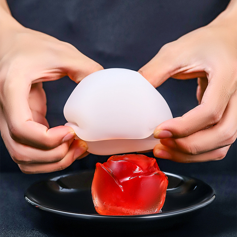 Rose silicone ice cube mold Creative ice cream Cola Coffee Wine ice mold rose ice cube ice hockey grinding tool