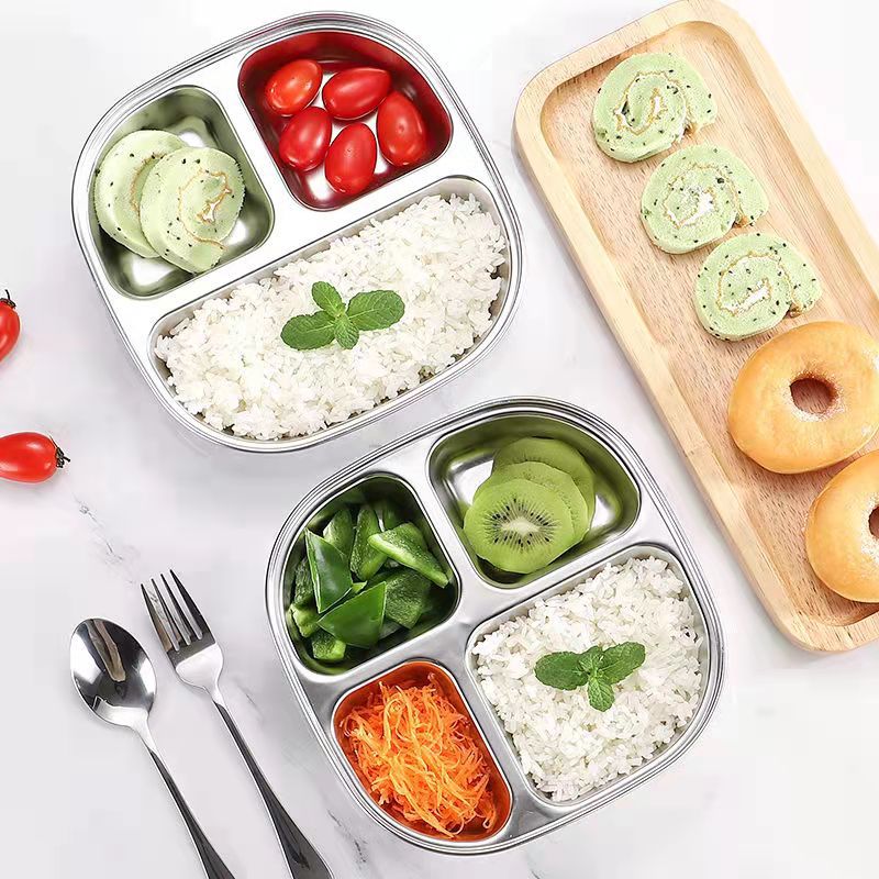 304 stainless steel Children's plate cartoon kindergarten school canteen tableware split fast food plate cute plate