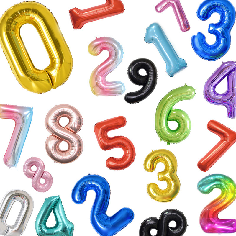 クロスボーダーバラ金40インチ大サイズ美版数字多色誕生日パーティー装飾用品アルミ膜風船卸売り|undefined