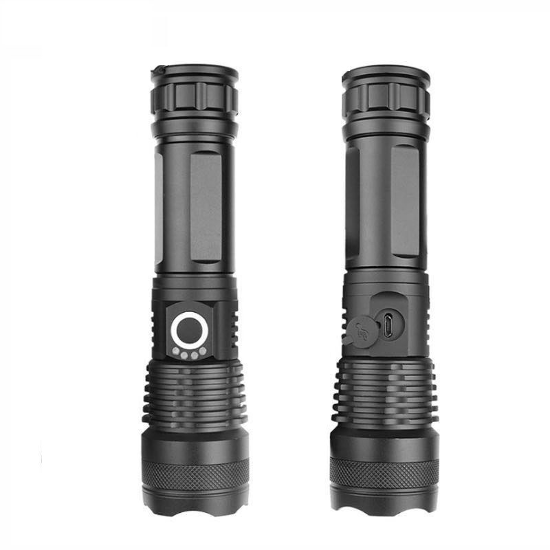 Cross-border aluminum alloy p50 strong light flashlight 26650 zoom night fishing USB rechargeable LED flashlight Outdoor