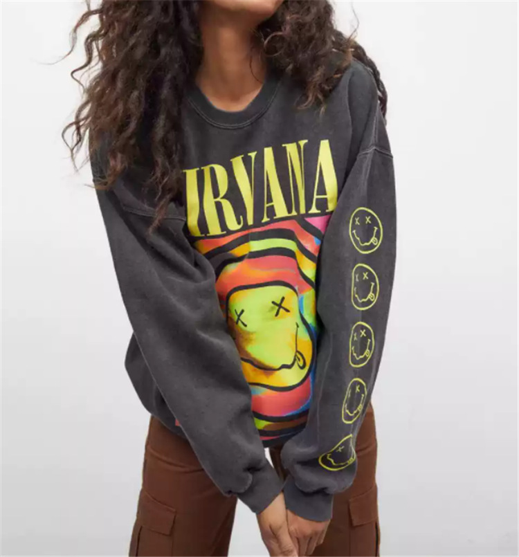 2023 AliExpress Amazon Cross-border Foreign Trade Three-color Pullover Printed Round Neck All-match Sweatshirt Women