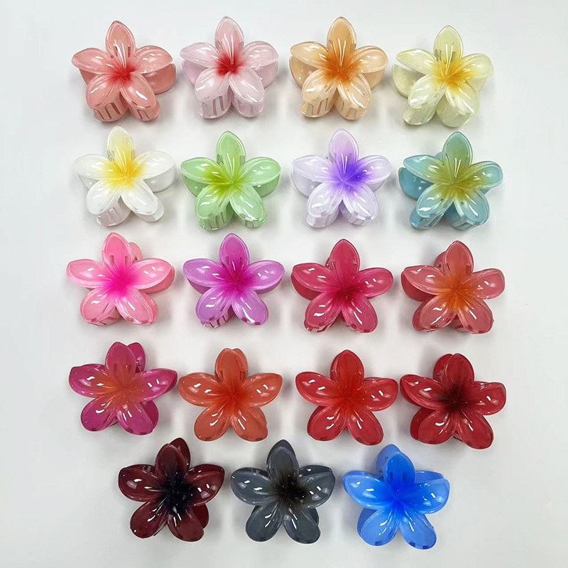 Cross-border egg flower gripper gradient candy color Flower Fashion holiday hot sale back head updo shark clip hair accessories_voghion.com