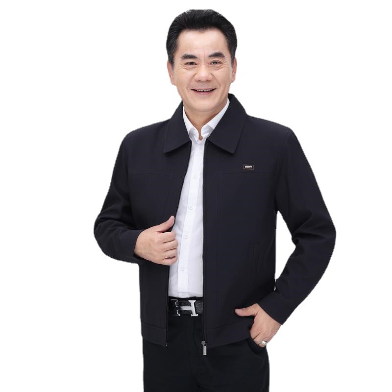 Casual Dad's Lapel Jacket Men's Spring and Autumn Men's Jacket Men's Clothes Men's Loose Thin Top