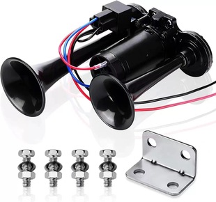 600DB black electric horn supply double tube metal one-piece electric pump horn with relay car horn