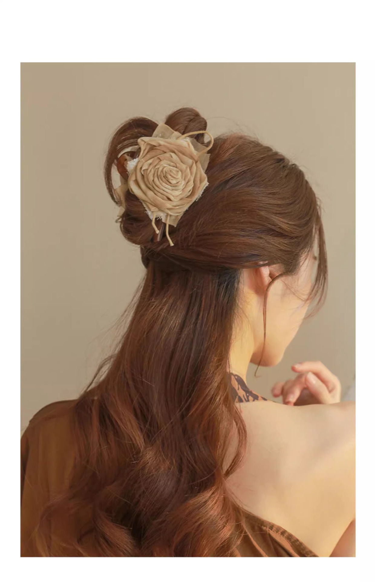 Fermaglio per capelli fatto a mano in tessuto con rosa essiccata, grande forcina di alta qualità, per donna, con cucchiaio antico, fermaglio per squalo, copricapo con temperamento_voghion.com