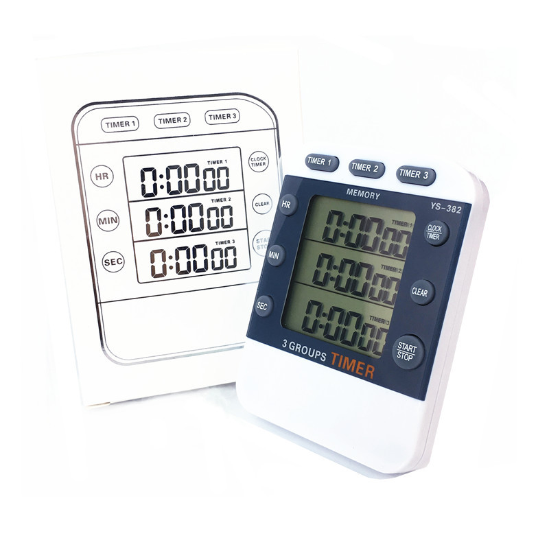 Yisheng YS-382 three groups of positive countdown timer reminder timer student kitchen baking industry sound adjustable